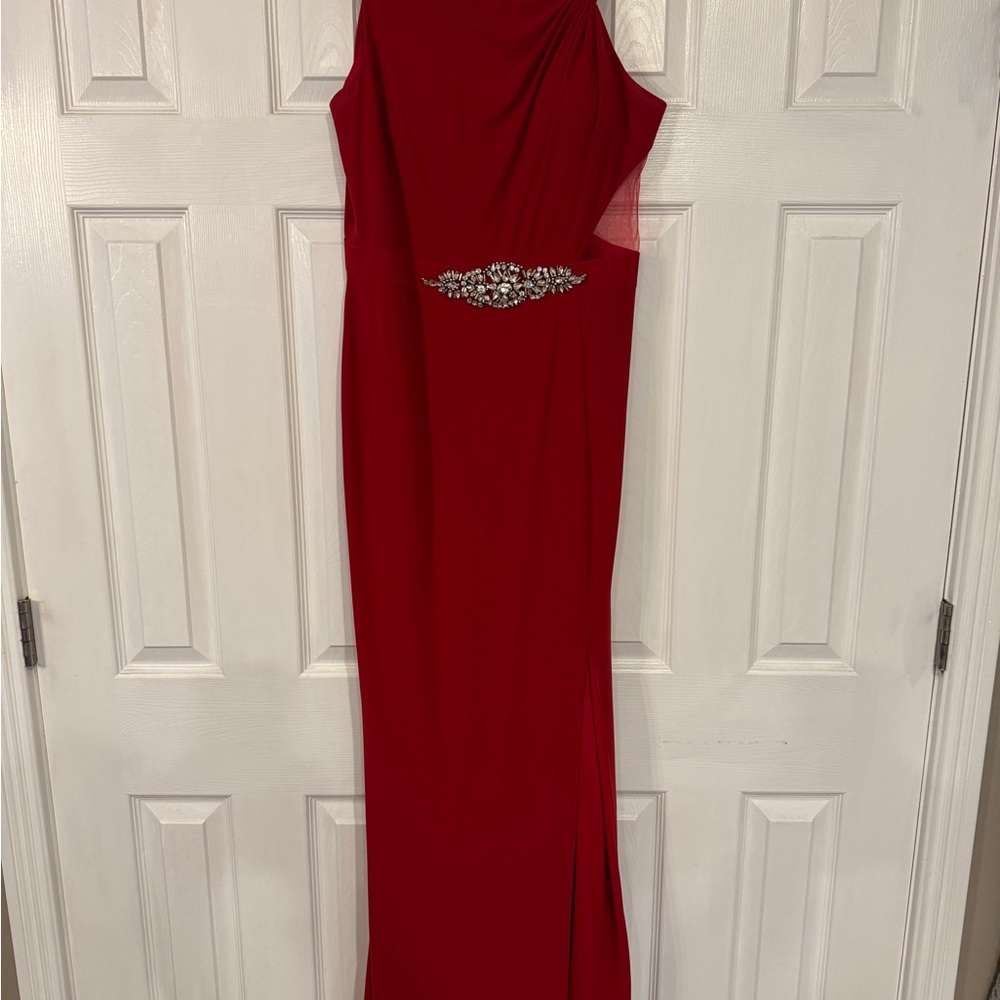 Mignon Red Backless Dress with Embellishment